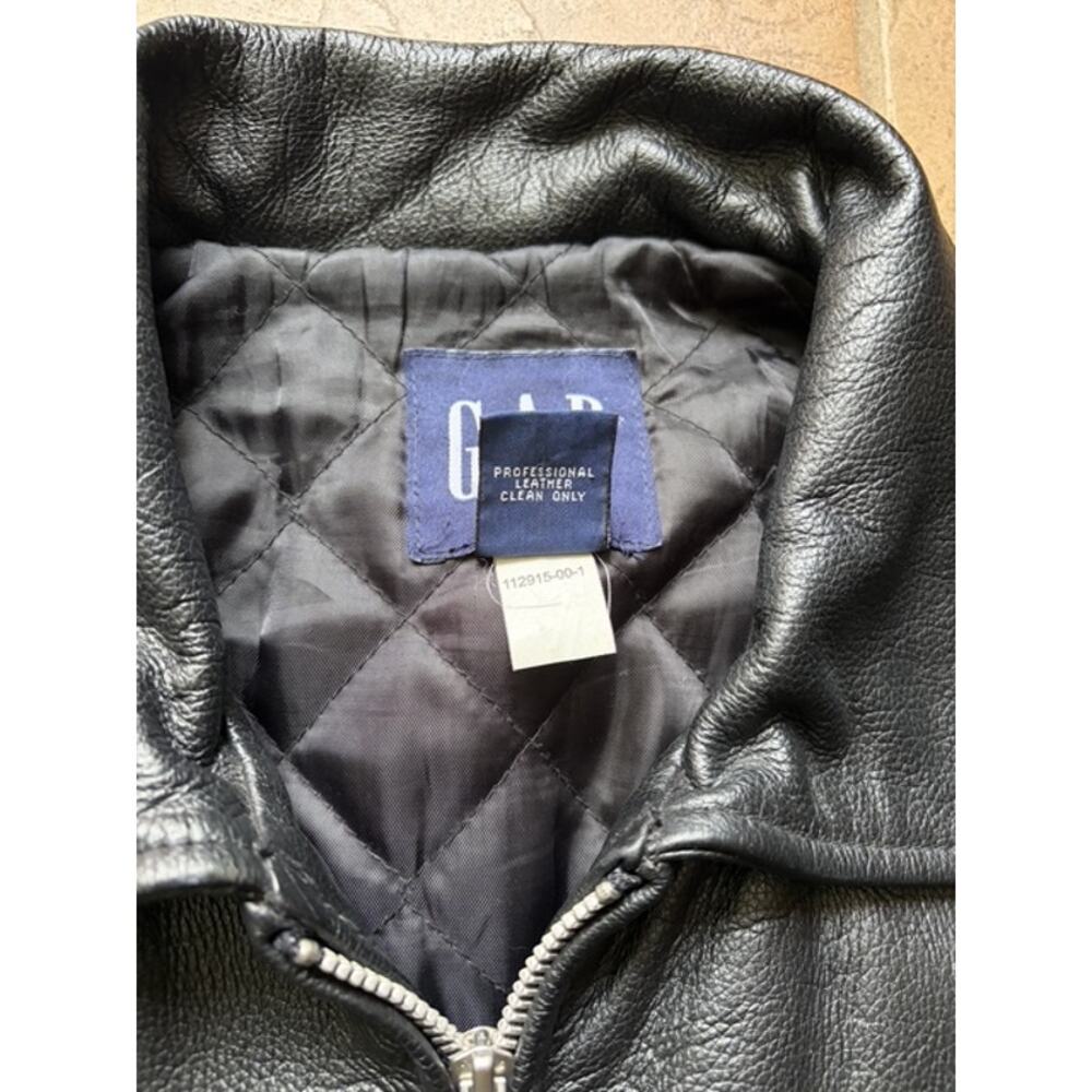 Vintage 90s GAP Black Genuine Leather Jacket Quilted … - Gem